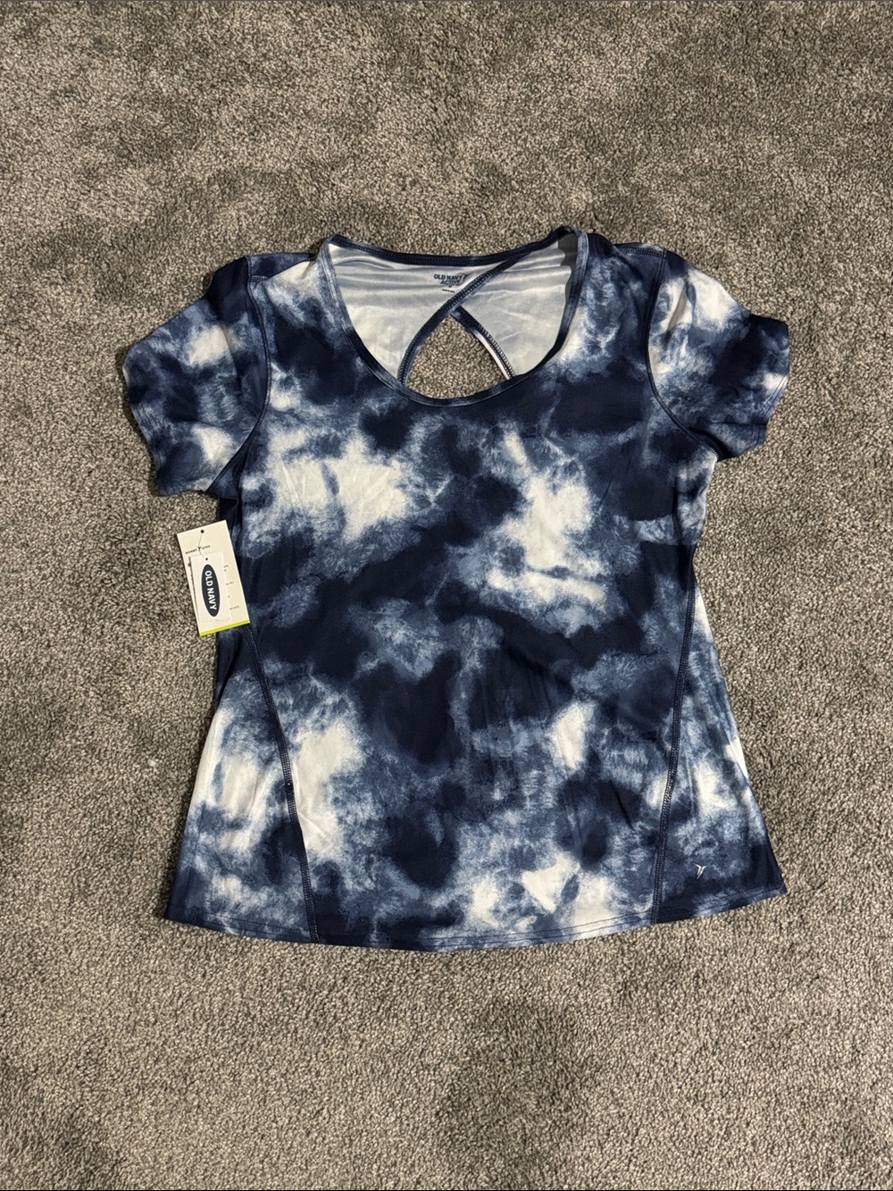 Old Navy Navy and White Tie-Dye Short Sleeve Top